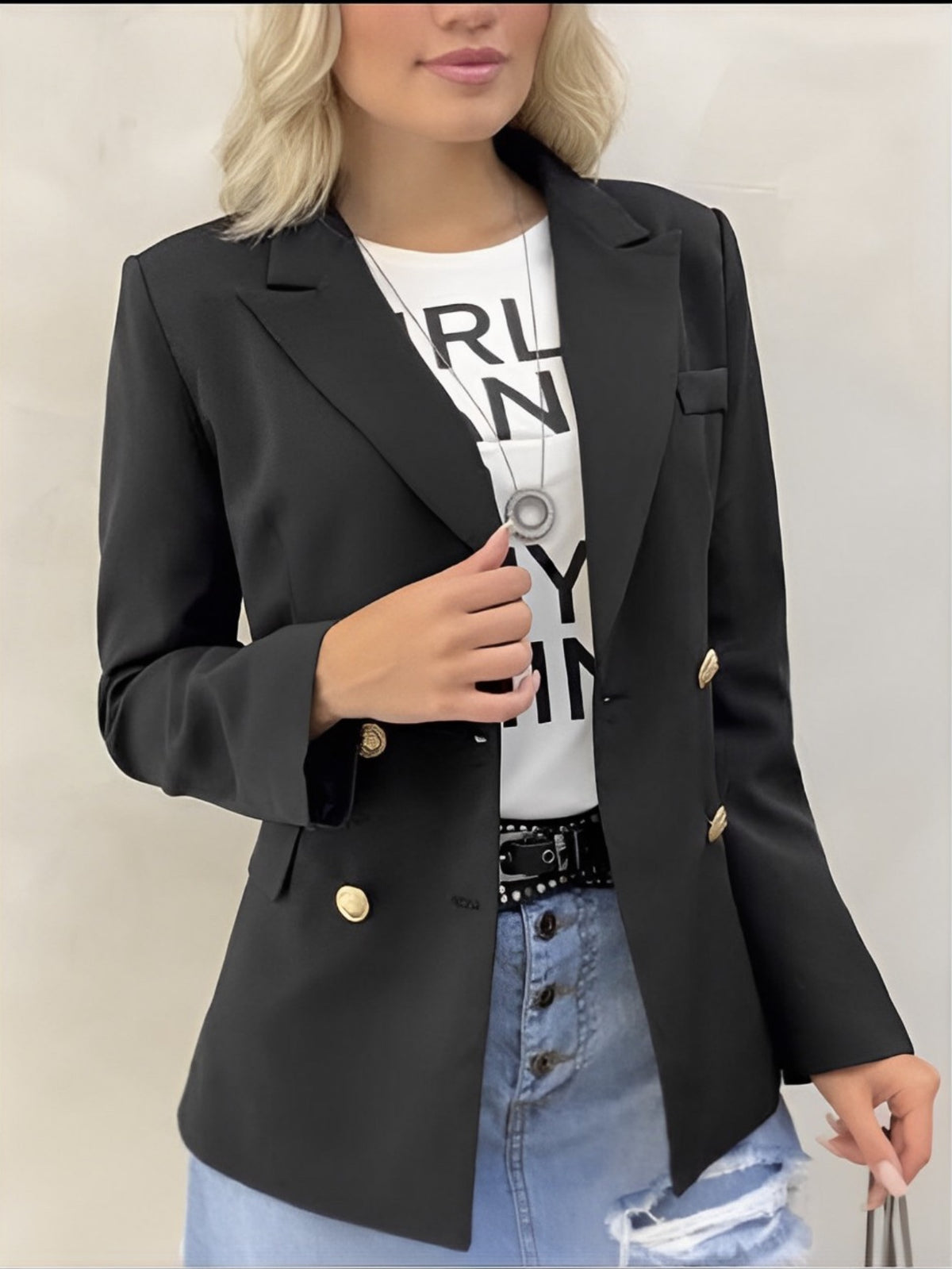 Blazer Feminino Alfaiataria Com Botão Aura Fino